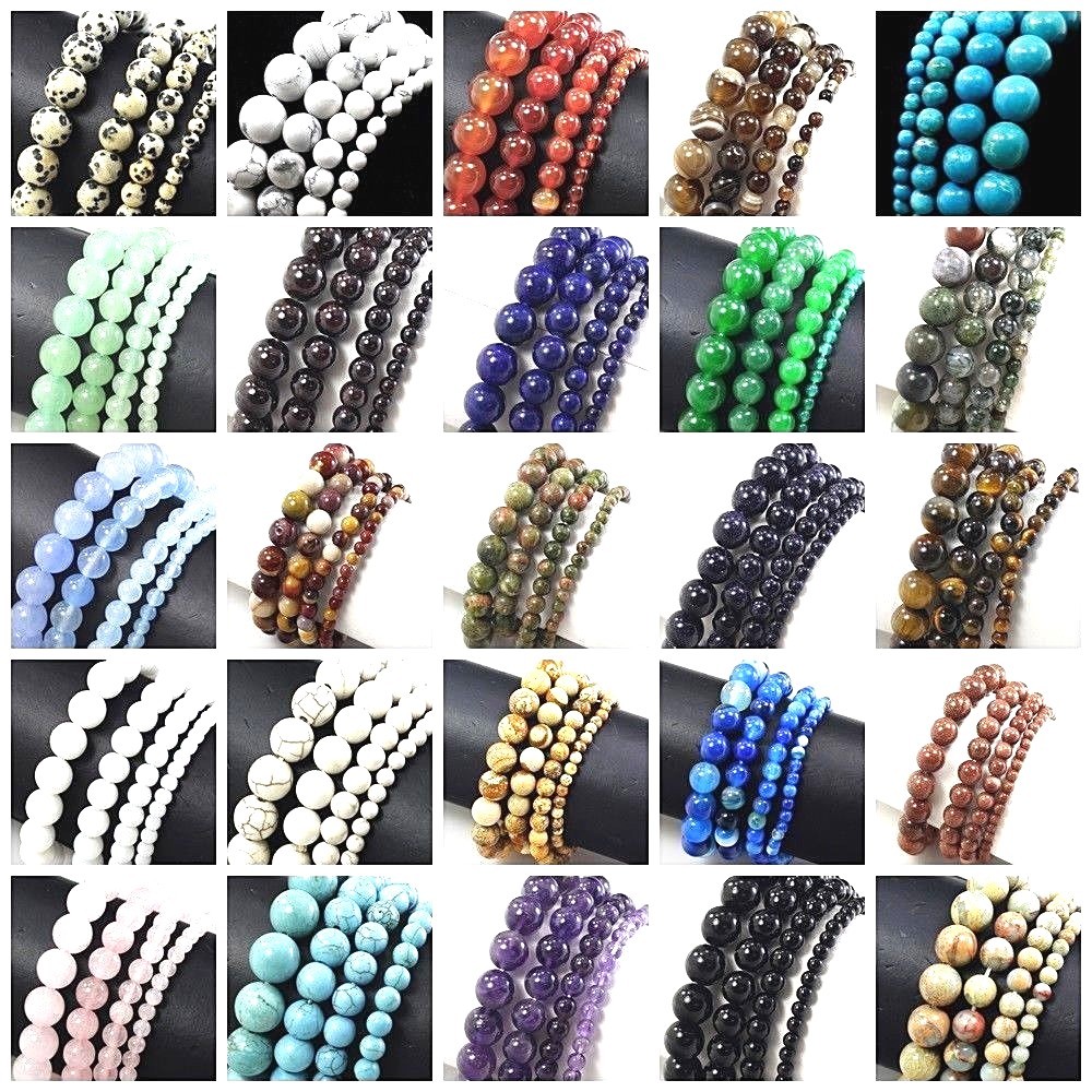 Handmade Beaded Bracelet Round Gemstone Elastic 7.5″ Healing Balance 4 6 8 10 12
