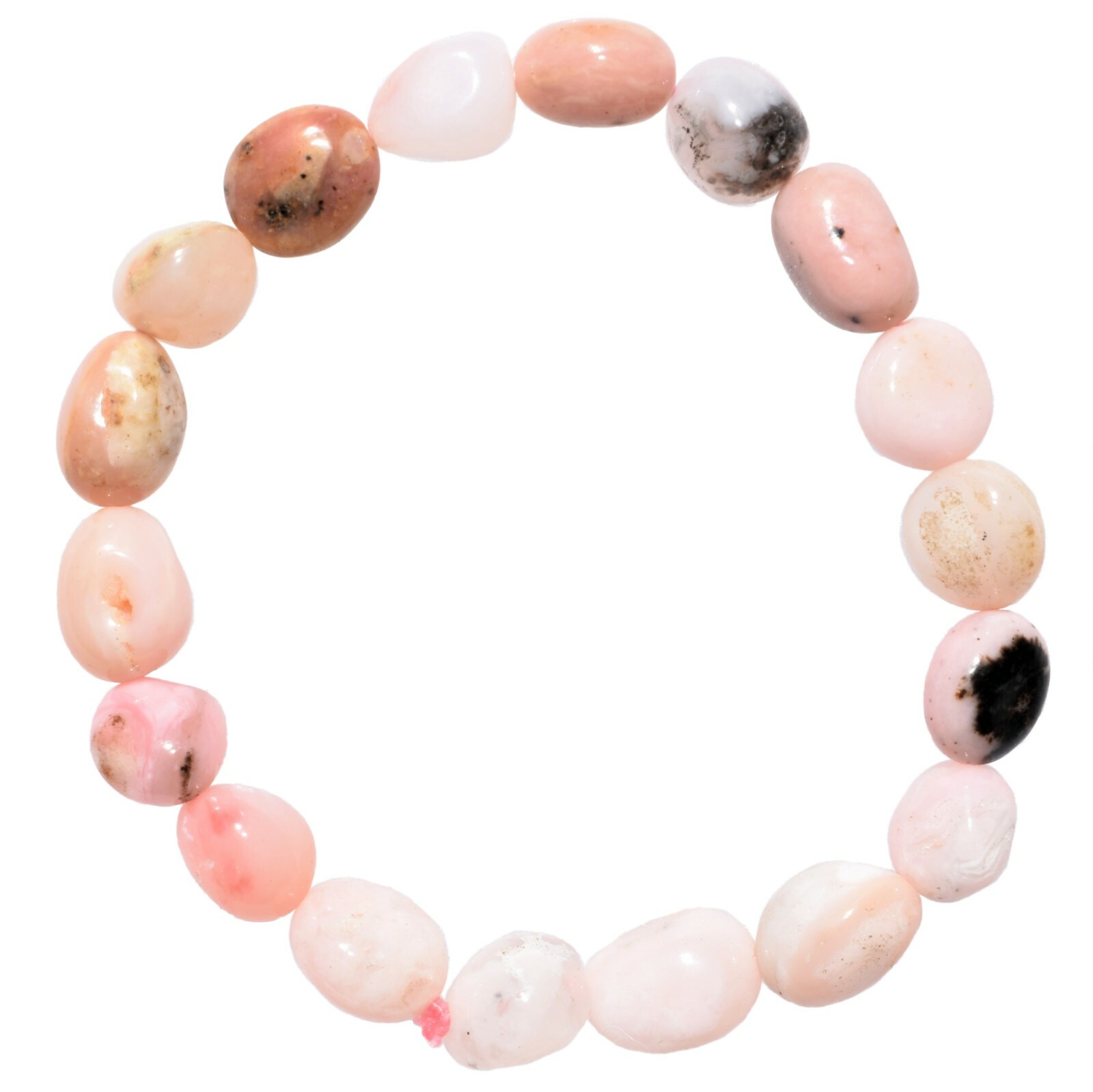 Charged Natural Pink Opal Crystal Nugget Bracelet + Baby Selenite Puffy Heart