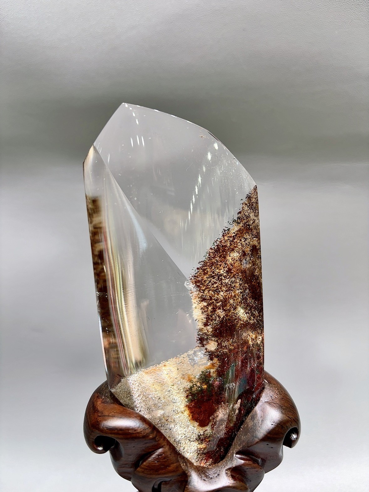 430g Top Natural Red Ghost Phantom Quartz Carved Crystal Mineral Heal Decor Gift