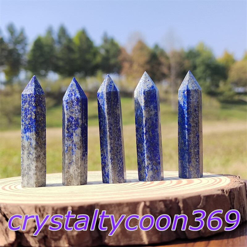 5pcs Natural Lapis lazuli Quartz Obelisk Crystal Wand Point Tower Healing 5.5cm