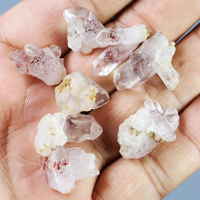 8pcs Natural Red Strawberry Pyramid Quartz Crystal Stone Point Mineral Specimen