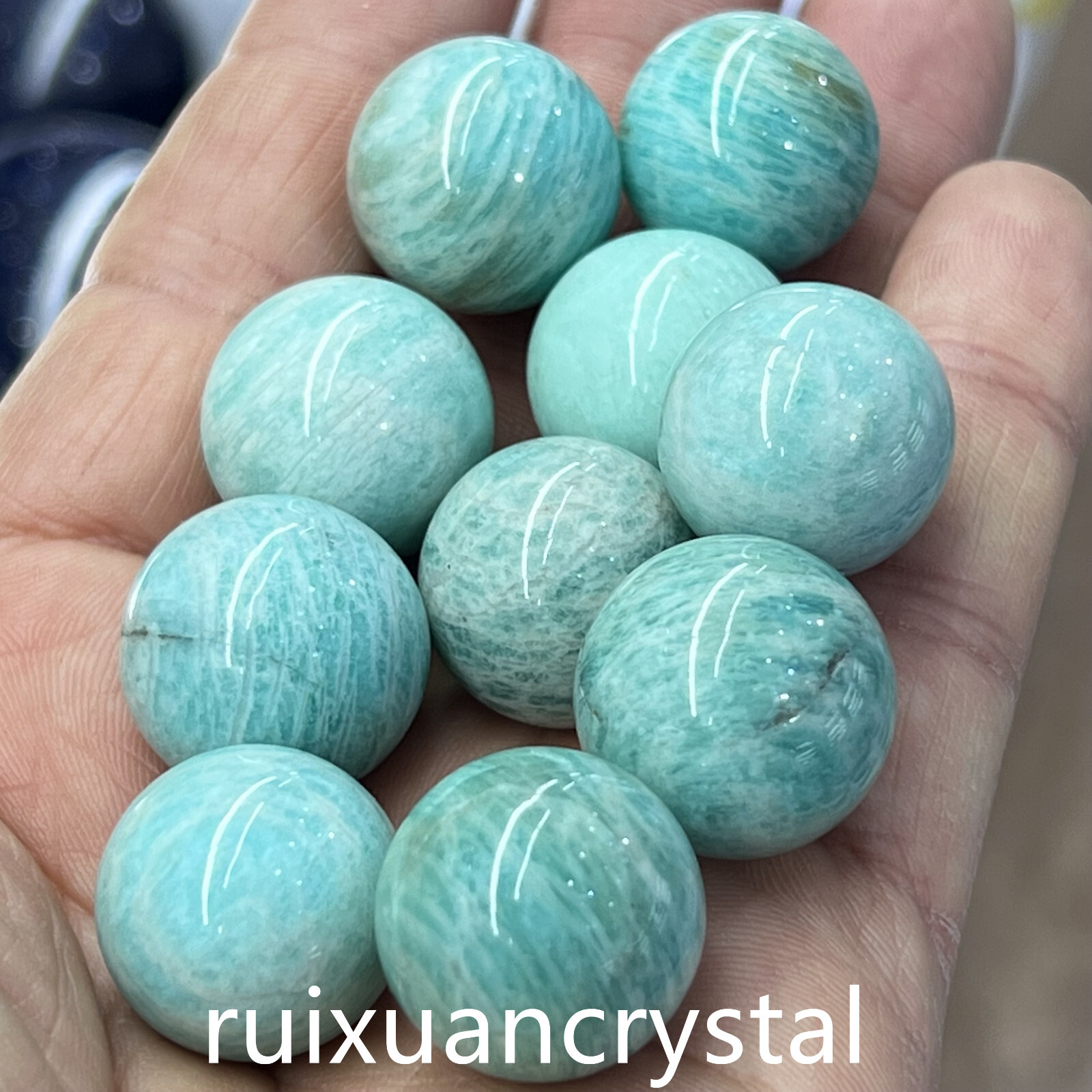 5pc Natural Amazonite Quartz Sphere Crystal Ball Reiki Healing 20mm