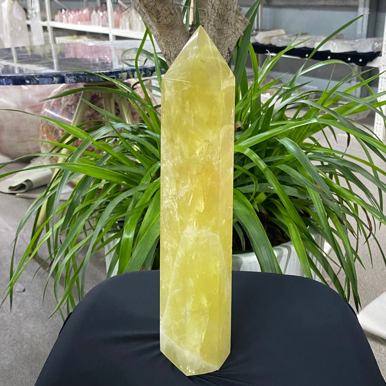 3.28LB Natural Clear Yellow Crystal Obelisk Quartz Energy Tower Point Reiki Heal