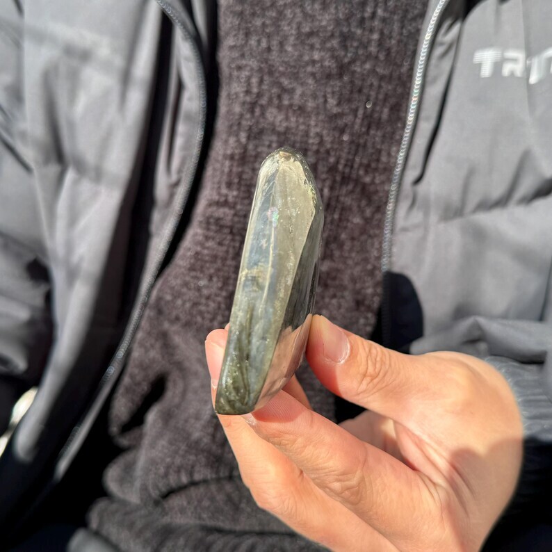 0.16kg Natural Labradorite stand Specimen Reiki Heal Decor Crystal Figurine gift