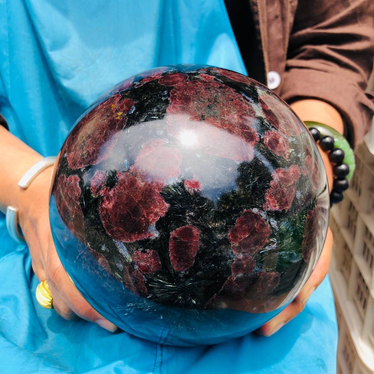 14.82LB Natural Firework Stone Quartz Sphere Crystal Ball Healing Decorati 4983