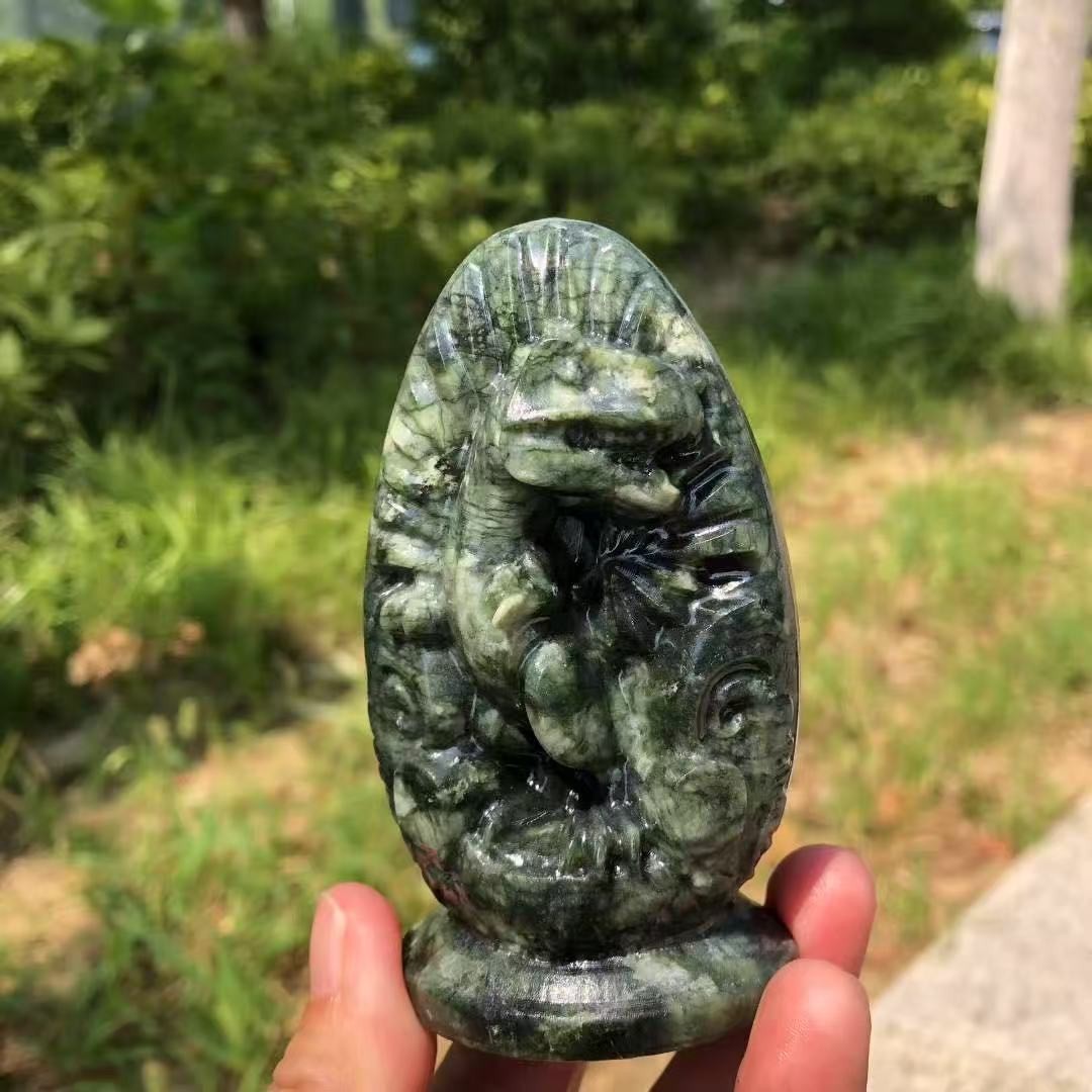 1pc Natural ophiolite quartz Carved dinosau Skull Reiki Healing Decor Reiki gift
