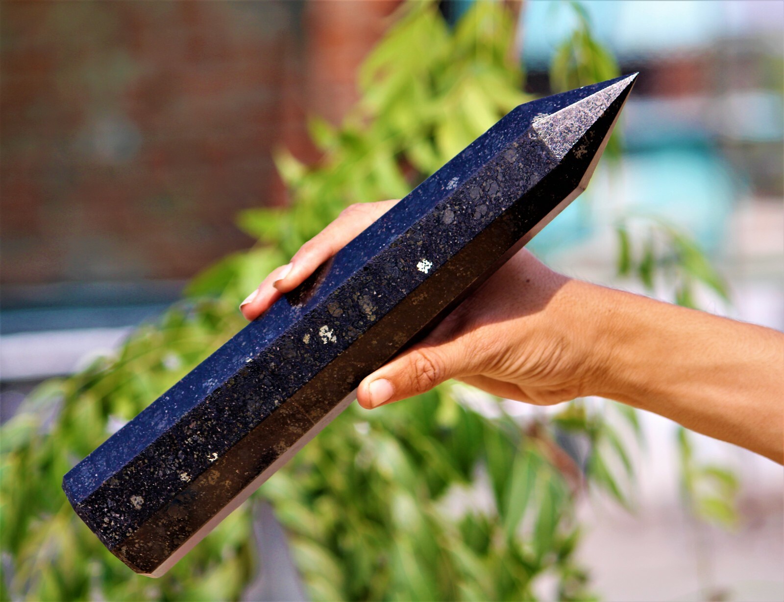 3.8LB! Nuummite Tower Powerful Magic Sorcerer Stone Reiki Healing Crystal