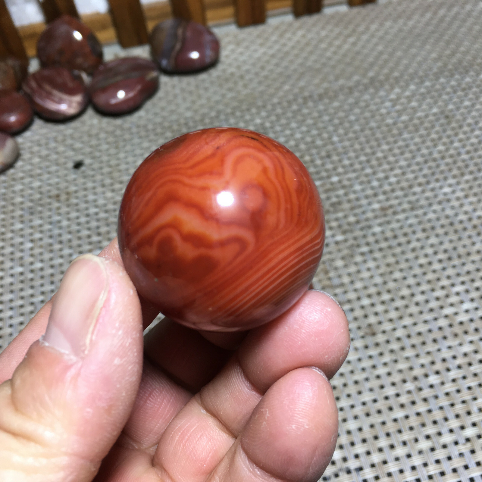 117g 2PC Natural Silk Agate Polished Sphere Ball Madagascar 9608