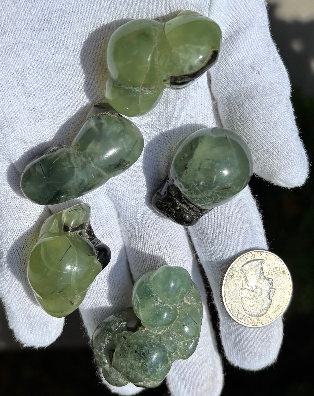 USA SALE 120g LOT 5 PREHNITE & EPIDOTE BOTRYOIDAL TUMBLES TUMBLE STONE STONES