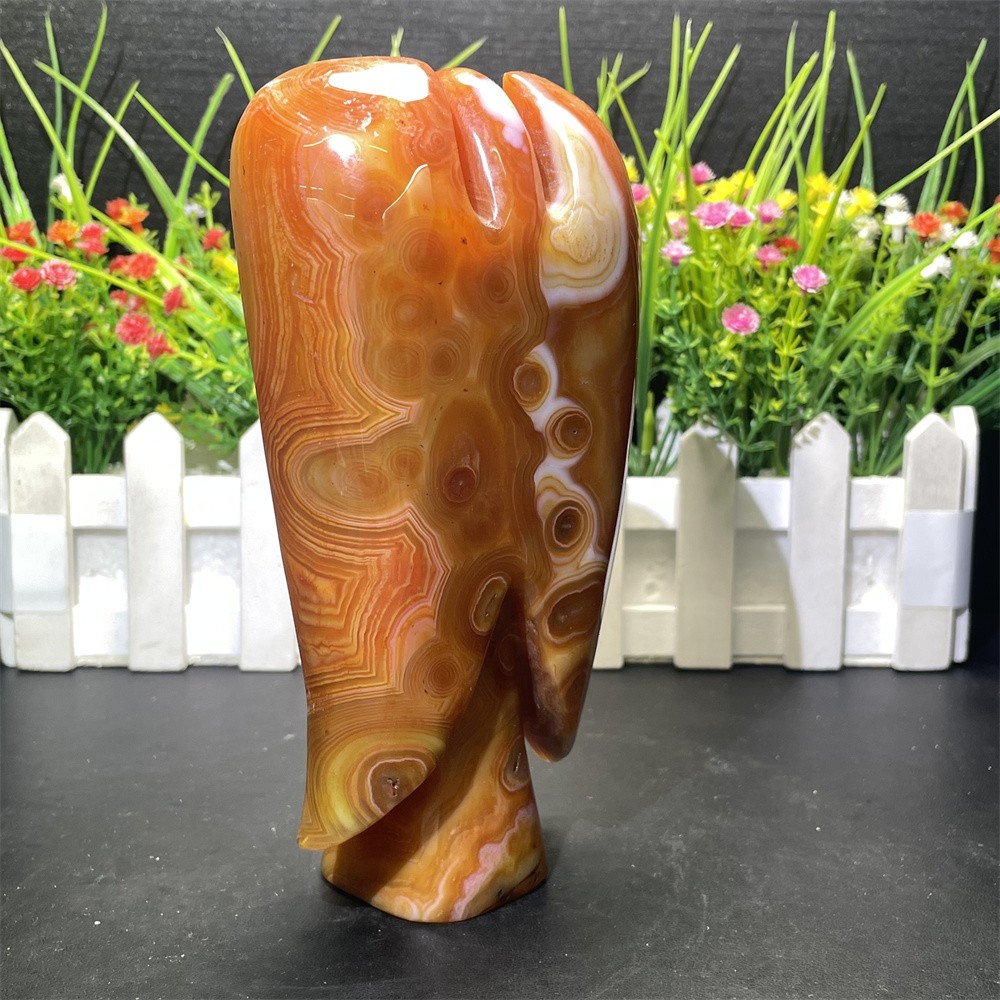 1.8LB 6.5″ Red Sardonyx Agate Angel Carved Crystal Quartz Heal Energy Decor