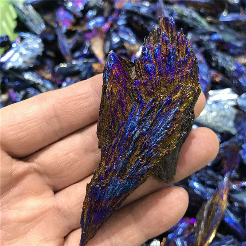 30-40g Natural Rainbow Aura Quartz Crystal Kyanite Titanium Cluster Energy Decor