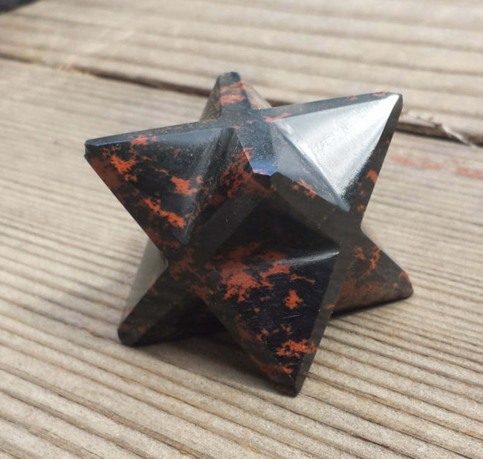 LARGE (50mm) MAHOGANY OBSIDIAN GEMSTONE MERKABA STAR (ONE) – BUY IT NOW