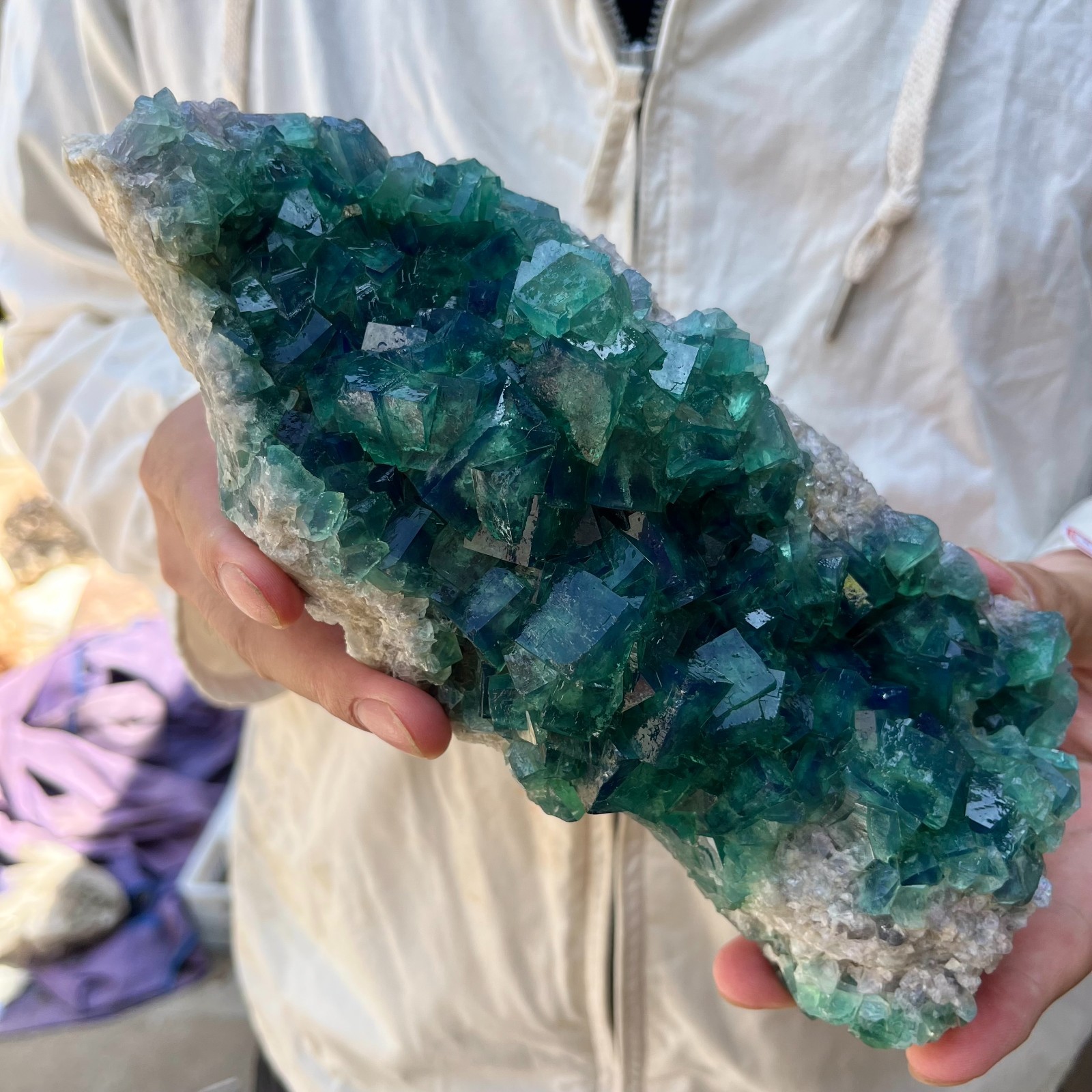 4.2lb NATURAL Green Cube FLUORITE Quartz Crystal Cluster Mineral Specimen