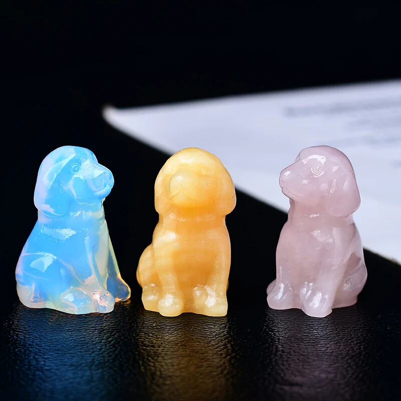 1pc 3.5cm crystal carved dog, meditation stone crystal gift for home decor