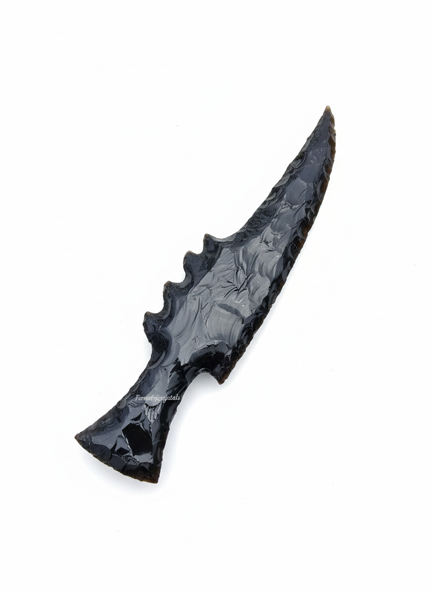 3-10″ Black Obsidian Athame Ritual Knife Hand Knapped Stone Dagger Collector Art