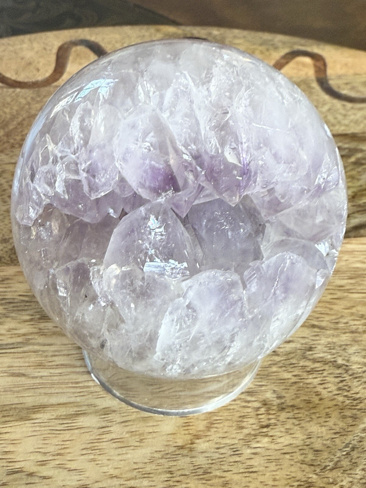 68mm Lavender Purple Amethyst Geode Druzy Sphere Orb 14.3oz Full-Quartz Geode