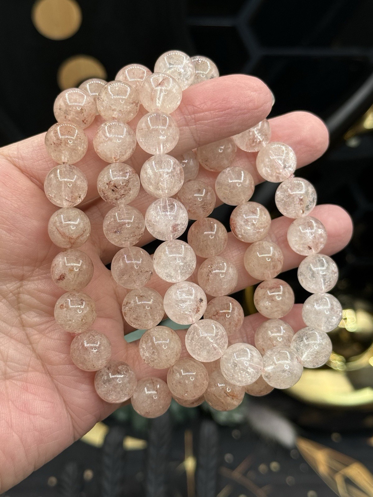 Natural HQ Pink Himalayan Quartz Beaded Bracelets Free shipping
