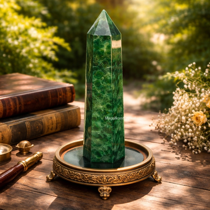 AAA+ Natural Emerald Tower Heart Chakra Healing Abundance Green Crystal Gemstone