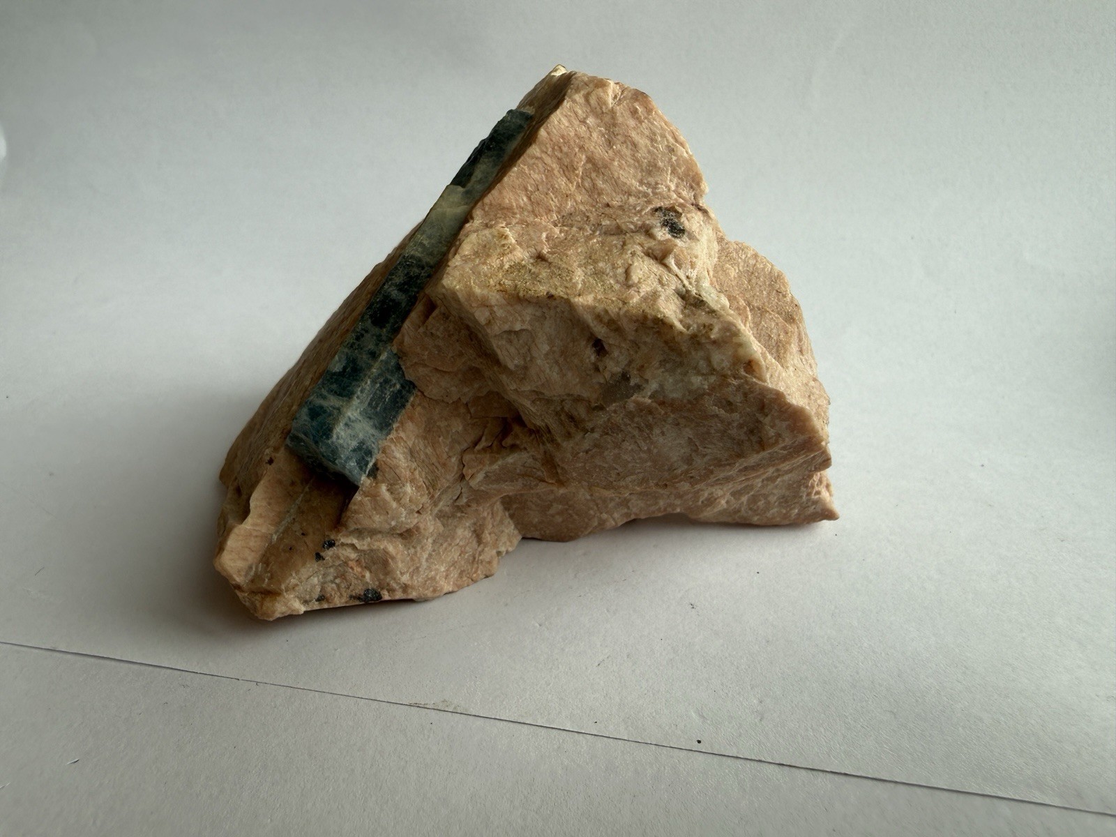 Natural Aquamarine Crystal in Pink Feldspar Matrix Rough Mineral Specimen