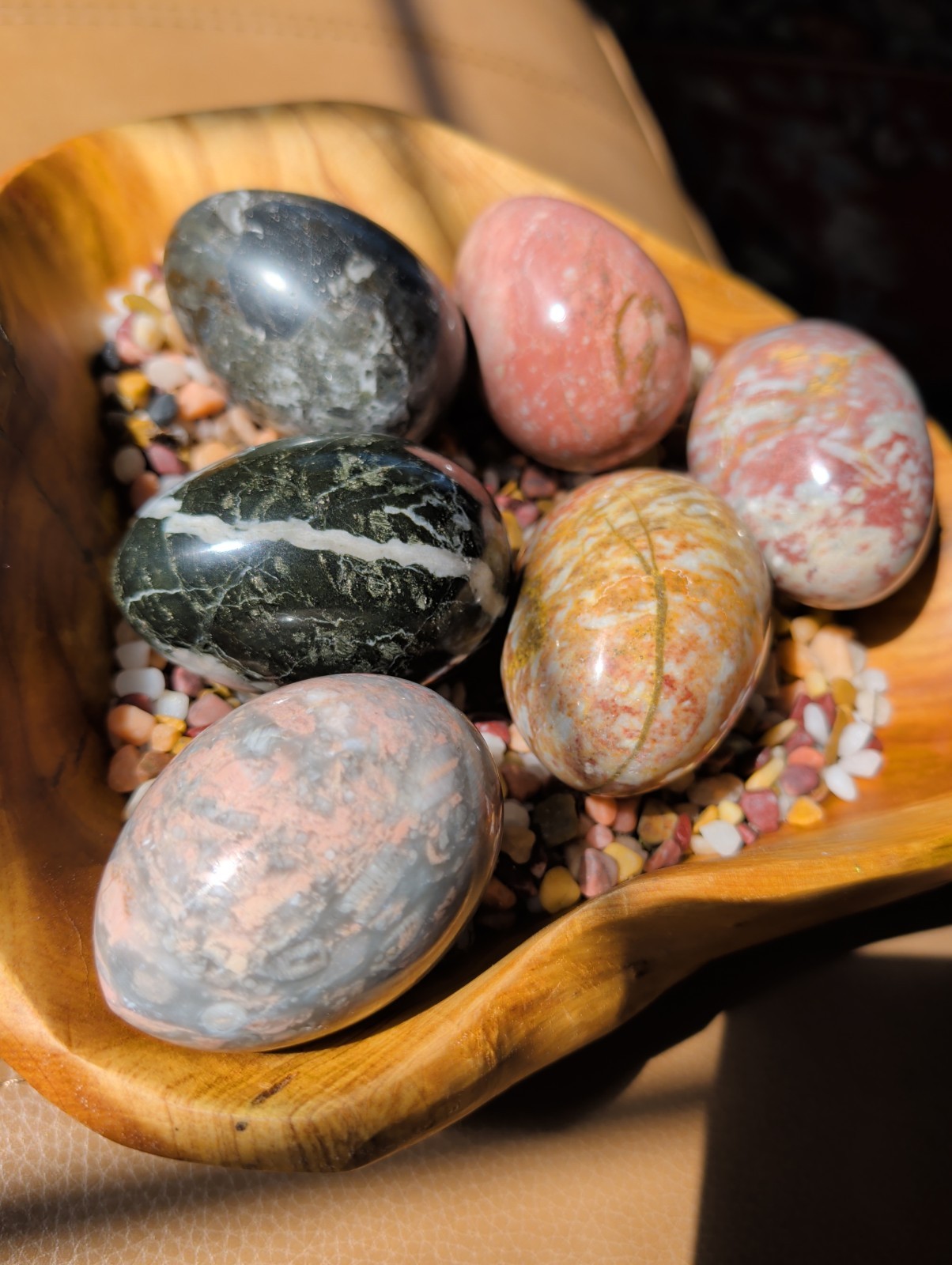 Large 3″ Polished Natural Stone Eggs Set of 6 | Mineral Specimens | 3.5 lbs…