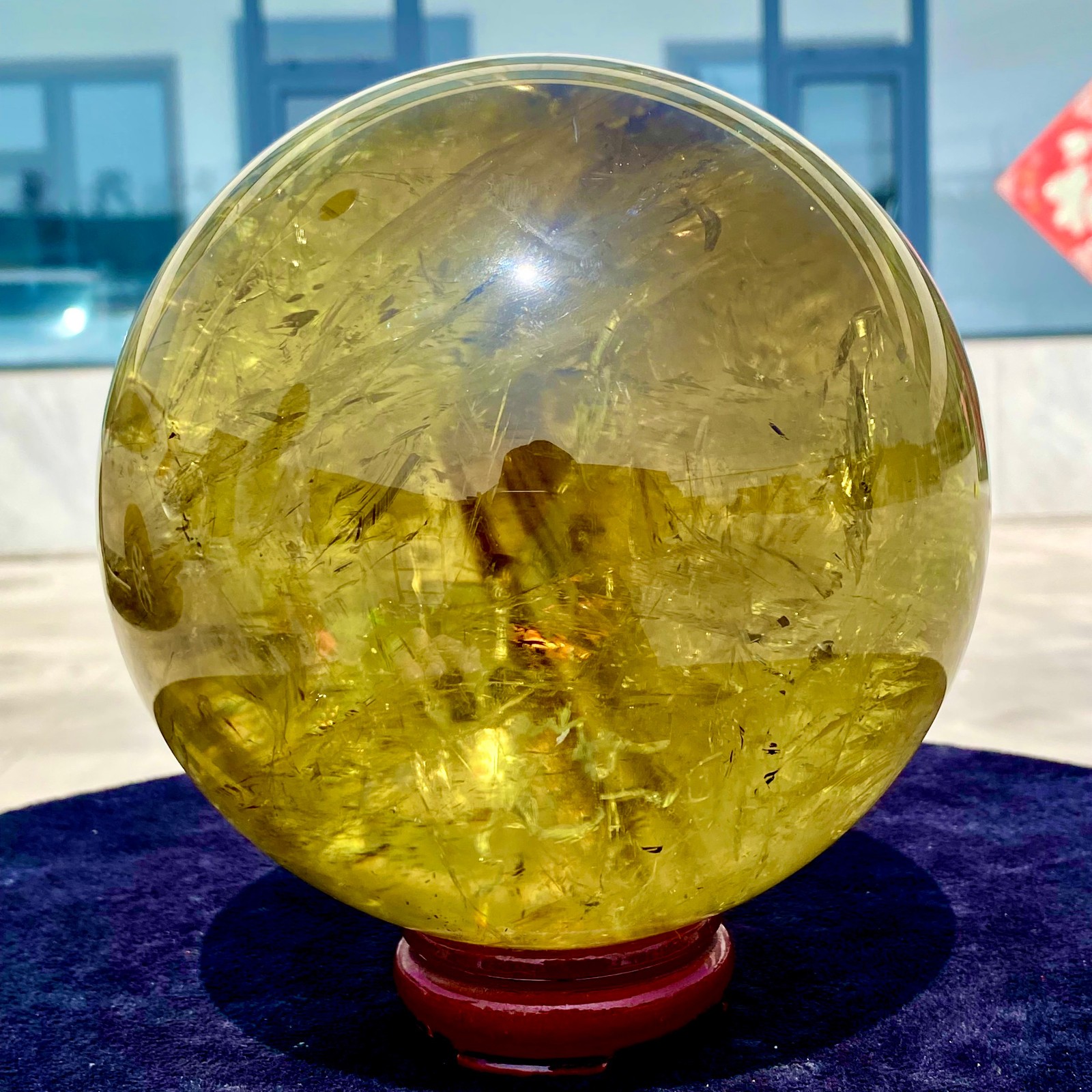 12.23LB Natural Clear Yellow Citrine Sphere Crystal Ball Healing Stone