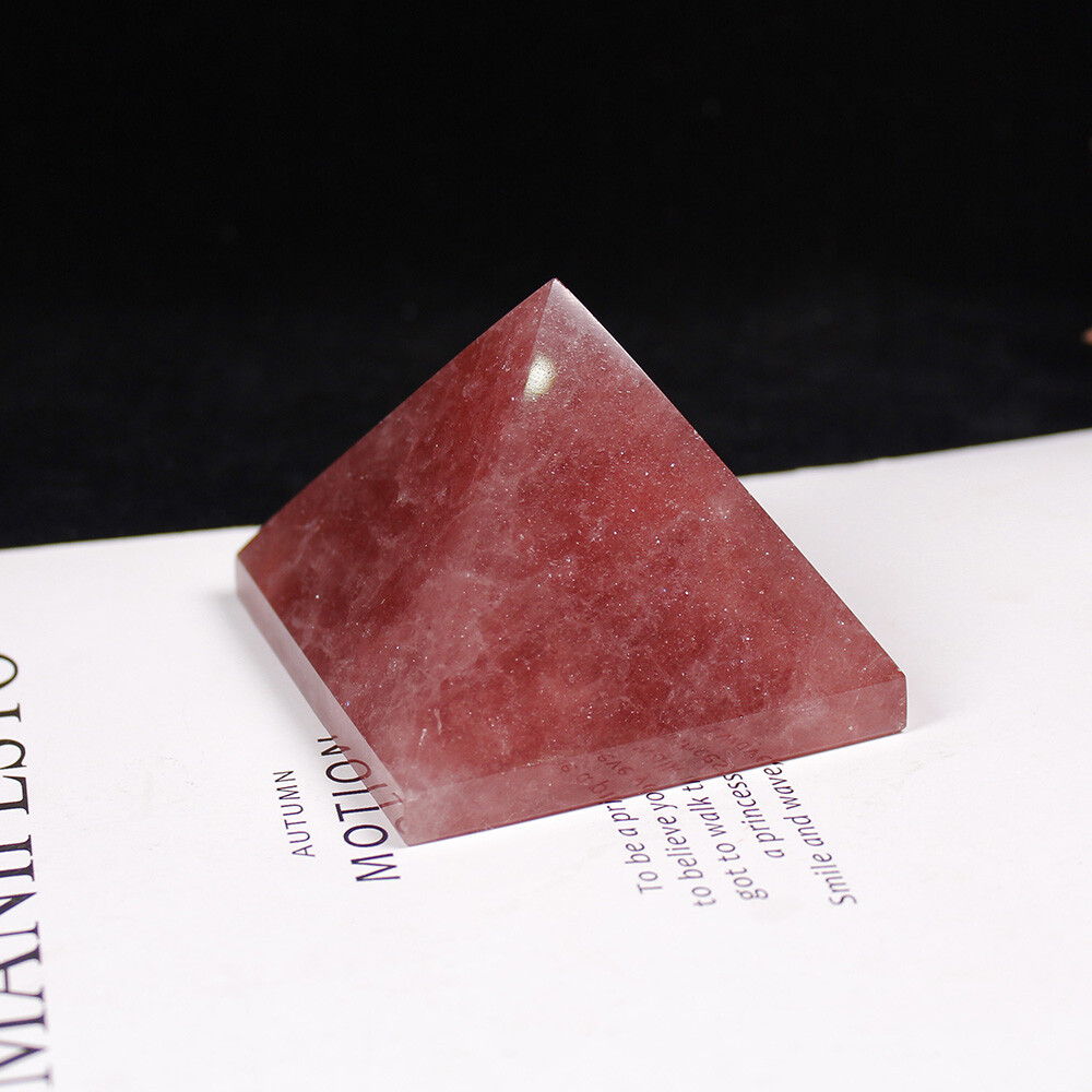 3-5CM Natural Strawberry Quartz Pyramid Healing Specimen Decoration DIY