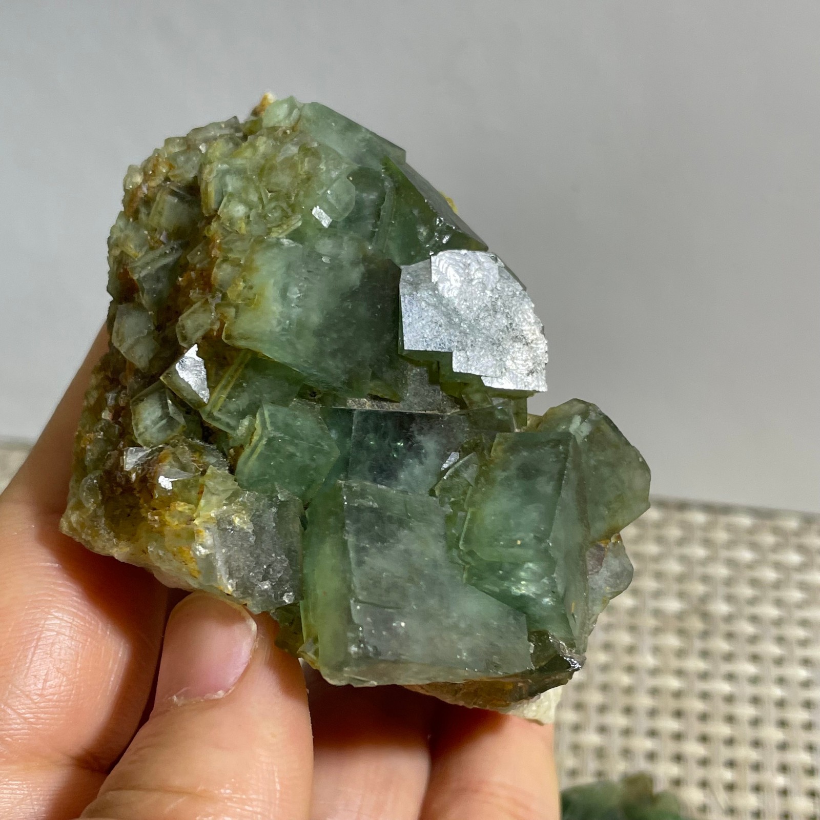206g NATURAL Green FLUORITE Quartz Crystal Cluster Mineral Specimen