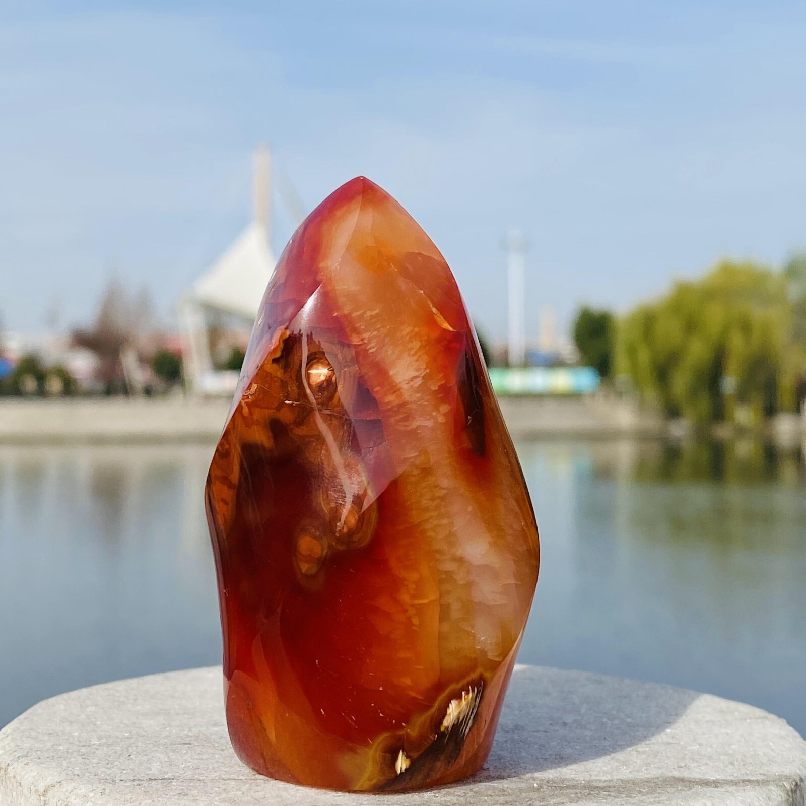 161g Natural Red Agate Flame spiral Quartz Crystal Mineral specimen healing