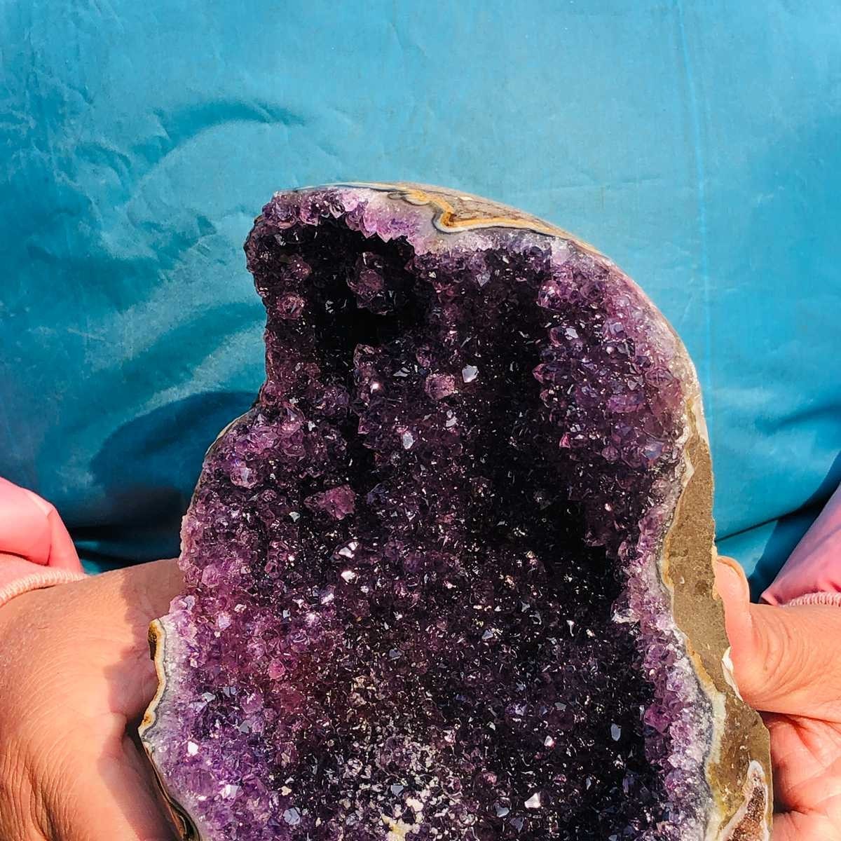 4.35LB 2pcs Natural Amethyst Uruguay Cave Crystal Cluster Specimen Healing