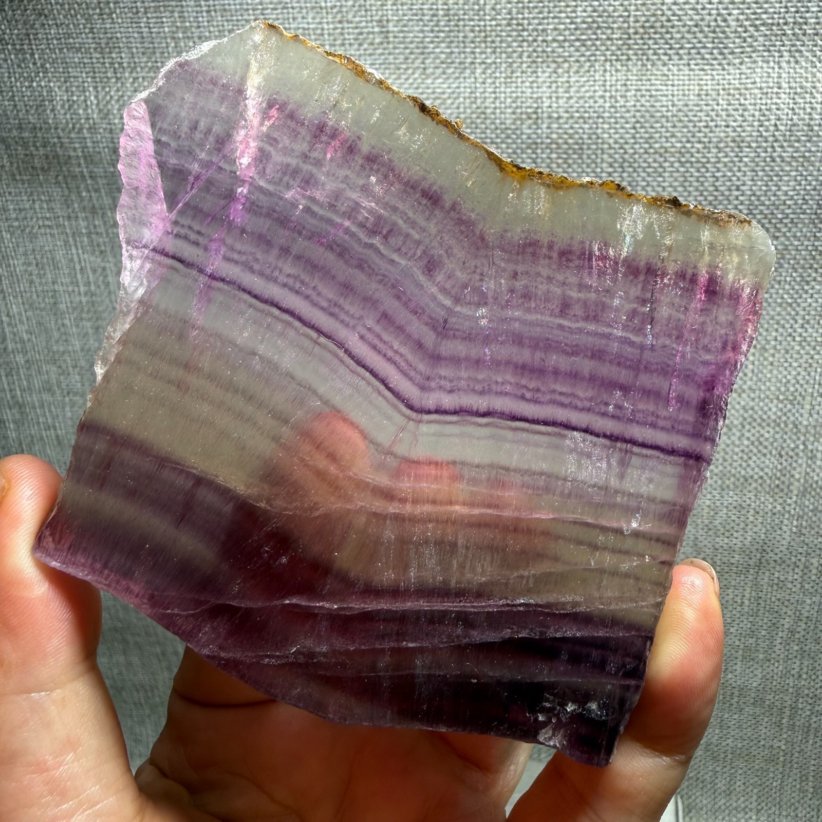 166g Natural purple Rainbow Fluorite Crystal Rough slices stone specimens 10