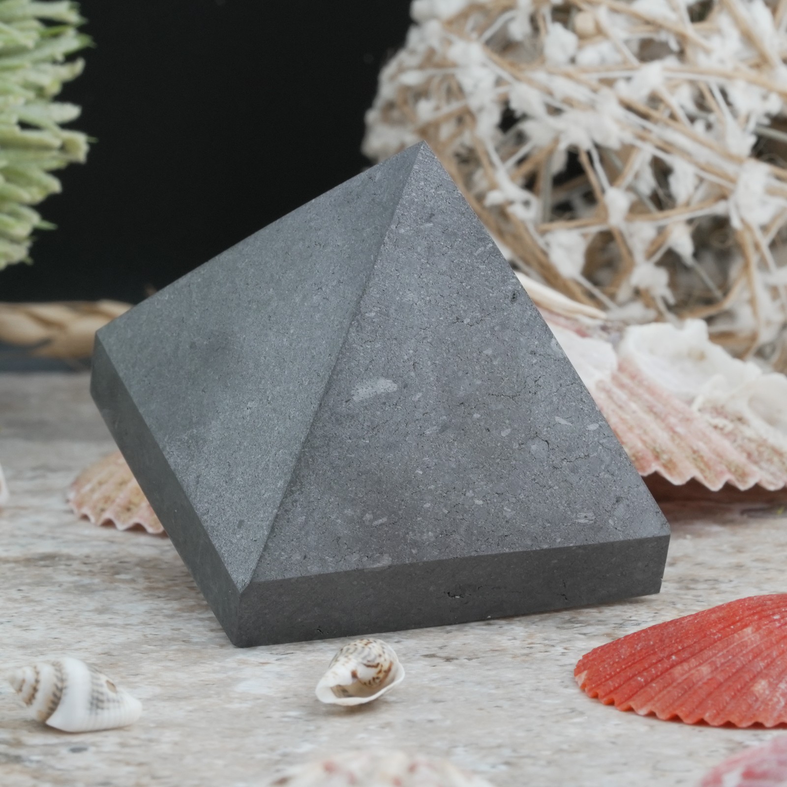 Shungite Pyramid EMF Protection Home Energy Healing Gift Black Decor Crystals