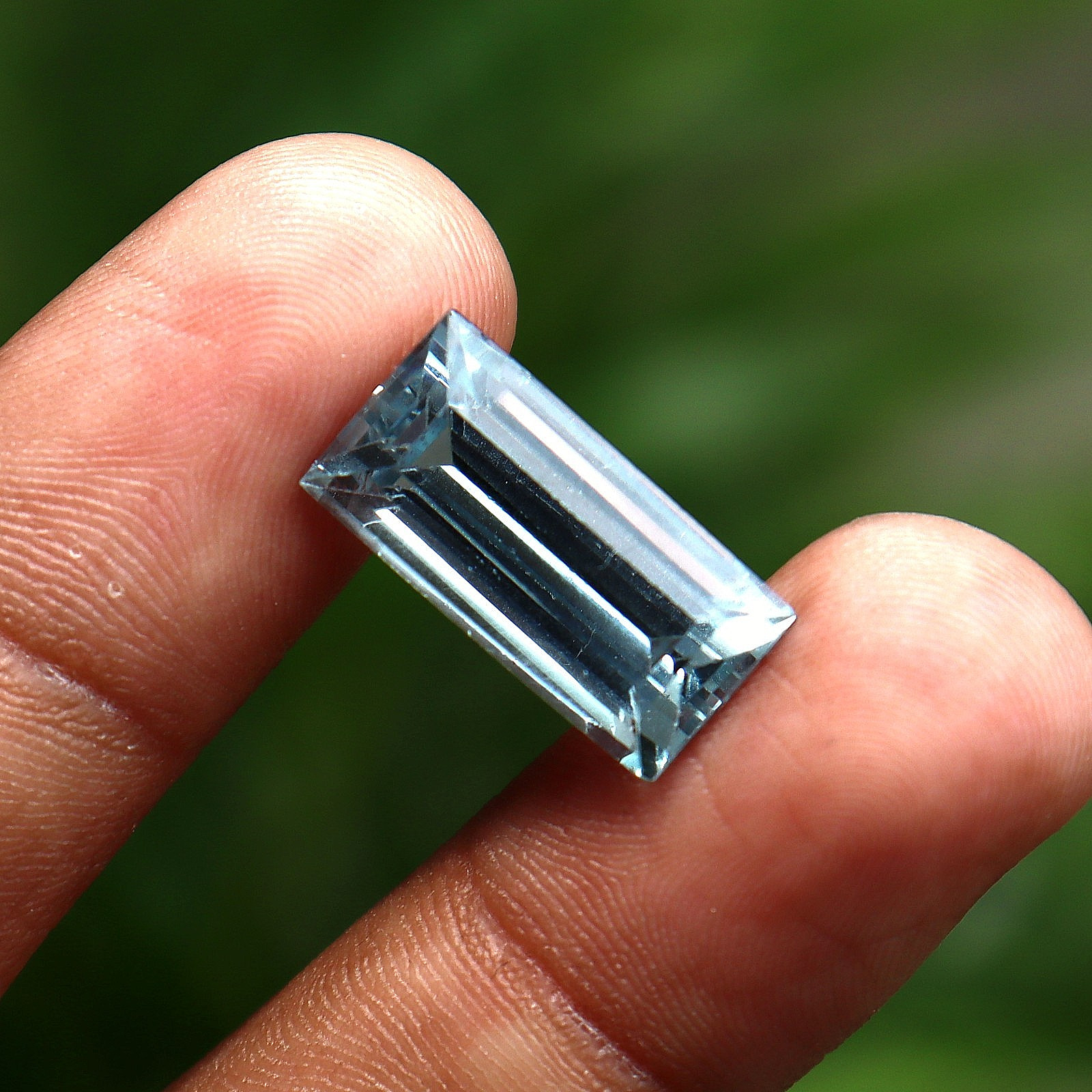 13-10 Ct AAA+ Natural Sky Blue Aquamarine Princess Cut Gemstone Certified!