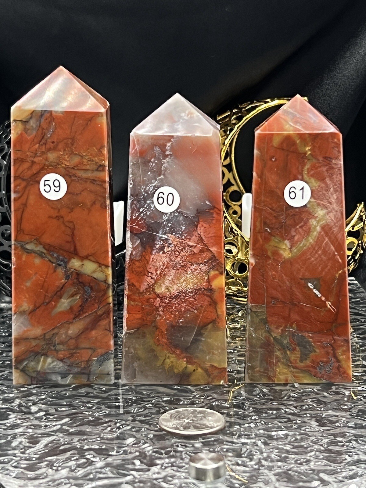 Natural Red Brecciated Agate Towers unique L@@K Free ship & Gift