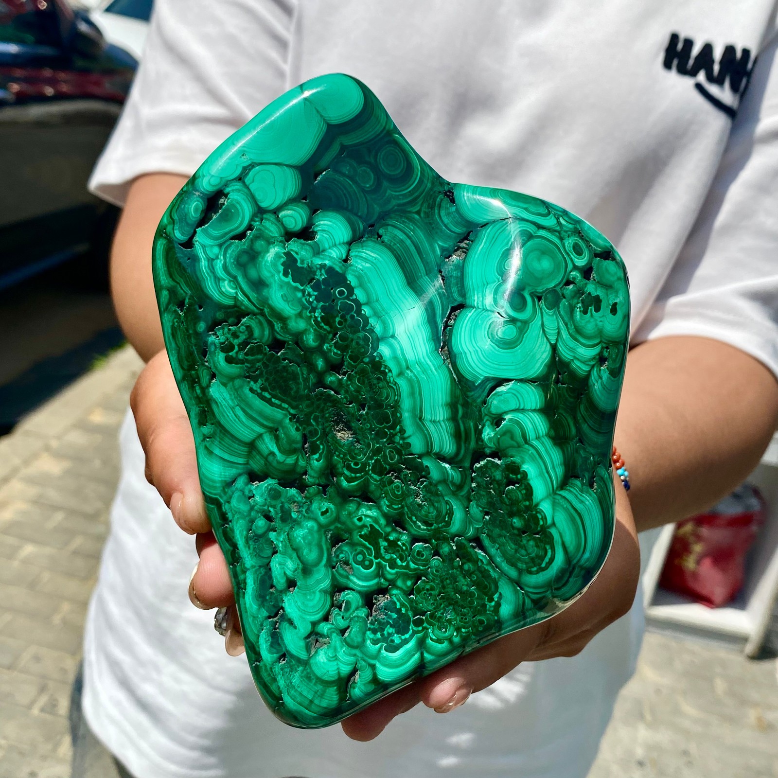 3.32LB Natural glossy Malachite transparent cluster rough mineral sample