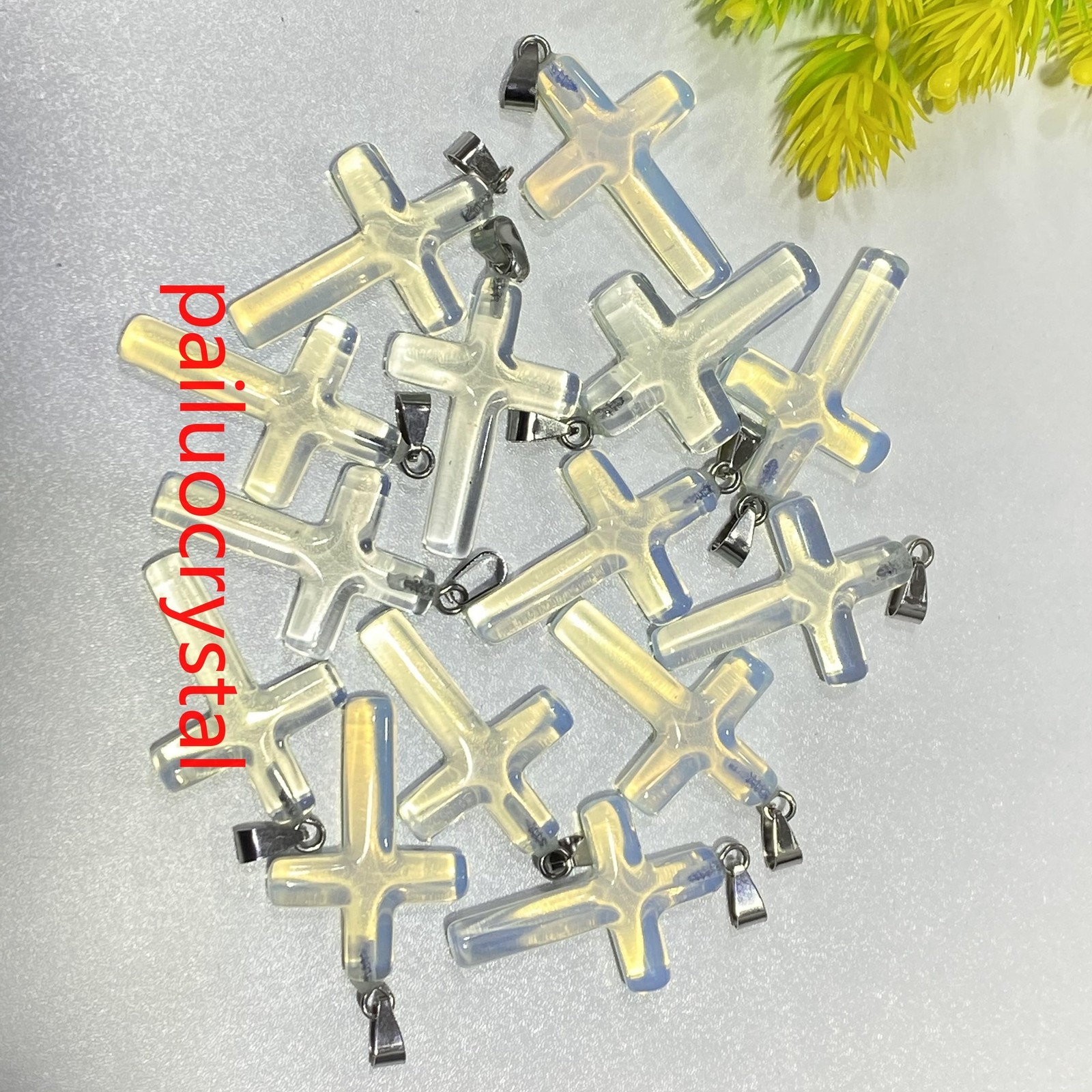 1.8″ Opalite Cross Quartz Crystal Skull Carved Pendant Reiki Healing Gem 1pc