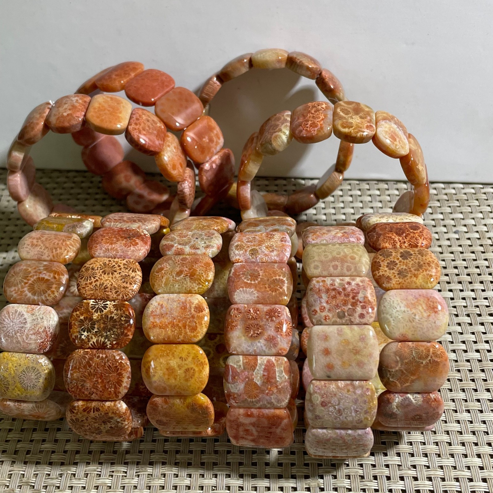 1pc Natural Orange Jade Coral Quartz Crystal Beads Bracelet AAA