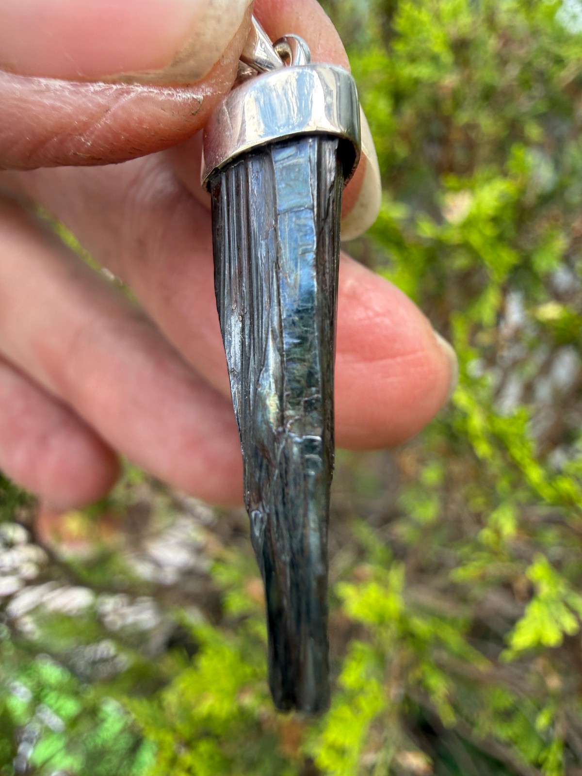 Vivianite Crystal Pendant silver 925 Raw anxiety healing natural awareness