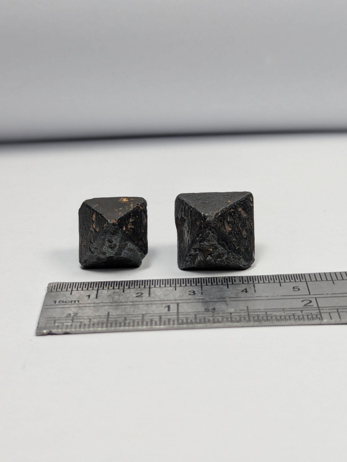 Natural nice sized magnetite crystals two pieces lot 18 Grams