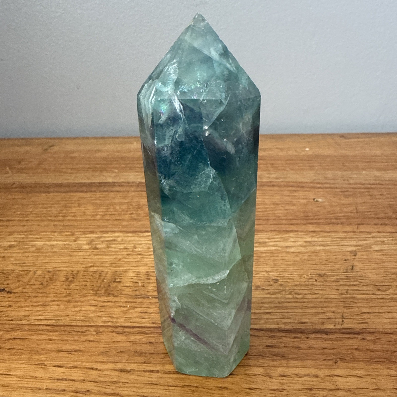 Natural Blue Green Fluorite Tower Rainbow Stone Obelisk Healing Crystal 5”