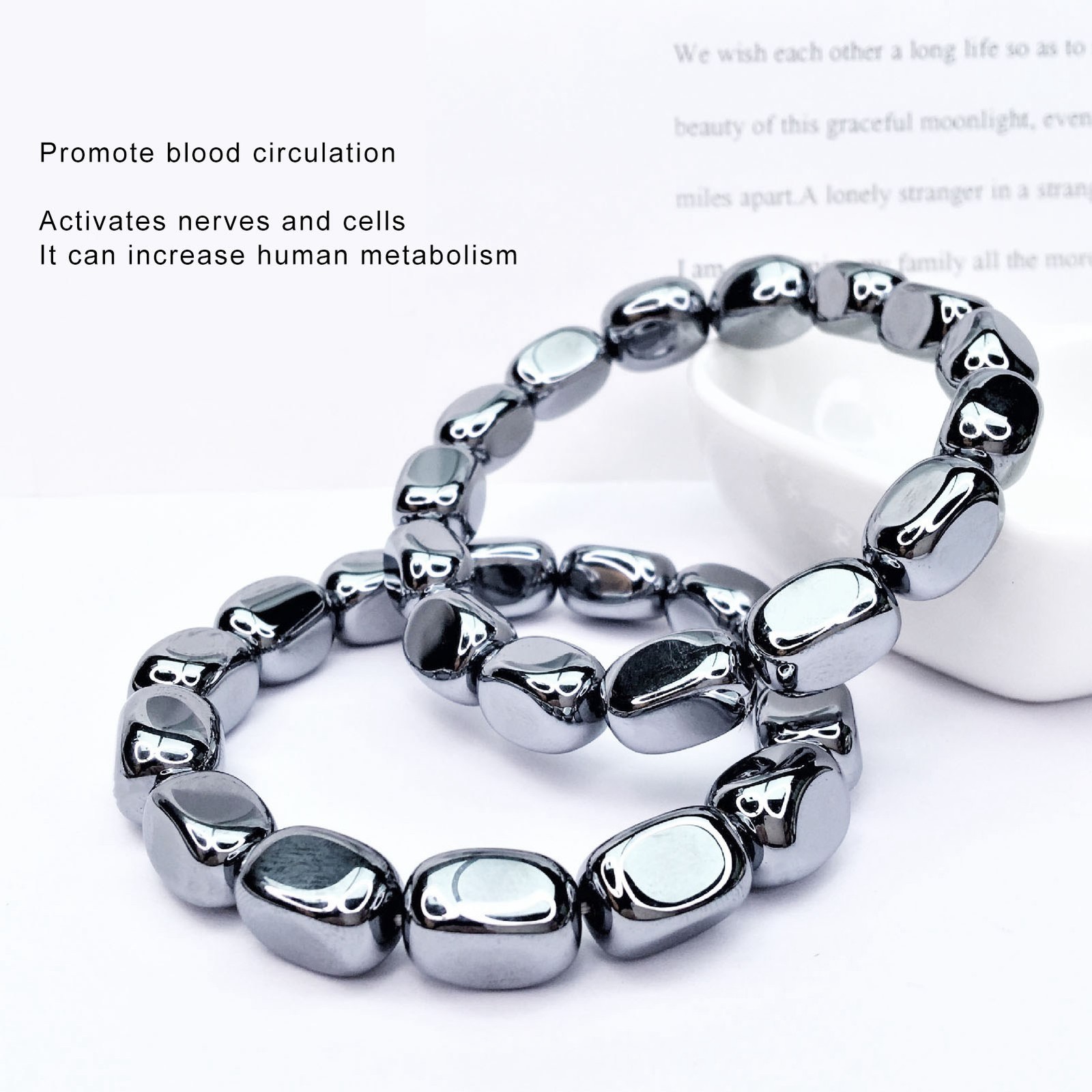 Natural Beads Terahertz Bracelet For Unblock Meridians