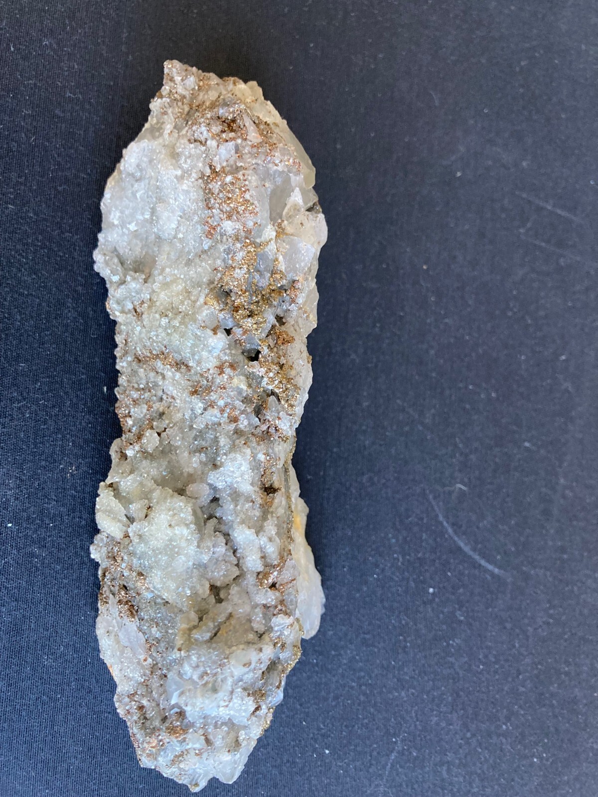 Natural Mineral Collectable Pyrite – Fools Gold in White Quartz 6″ x 2″ x 2″