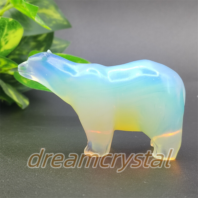 3.5″ Opalite Bear Skull Carved Quartz Crystal Animal Skull Reiki Gift 1pc