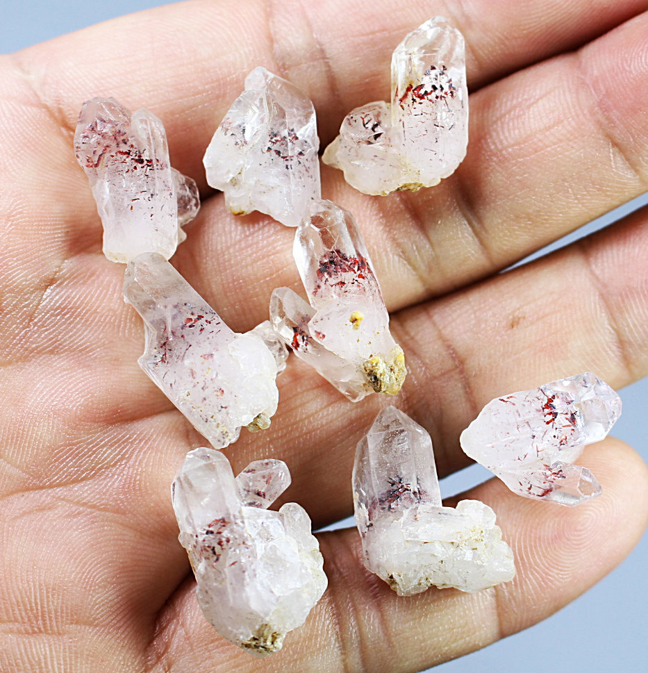 8pcs Natural Red Strawberry Pyramid Quartz Crystal Stone Point Mineral Specimen