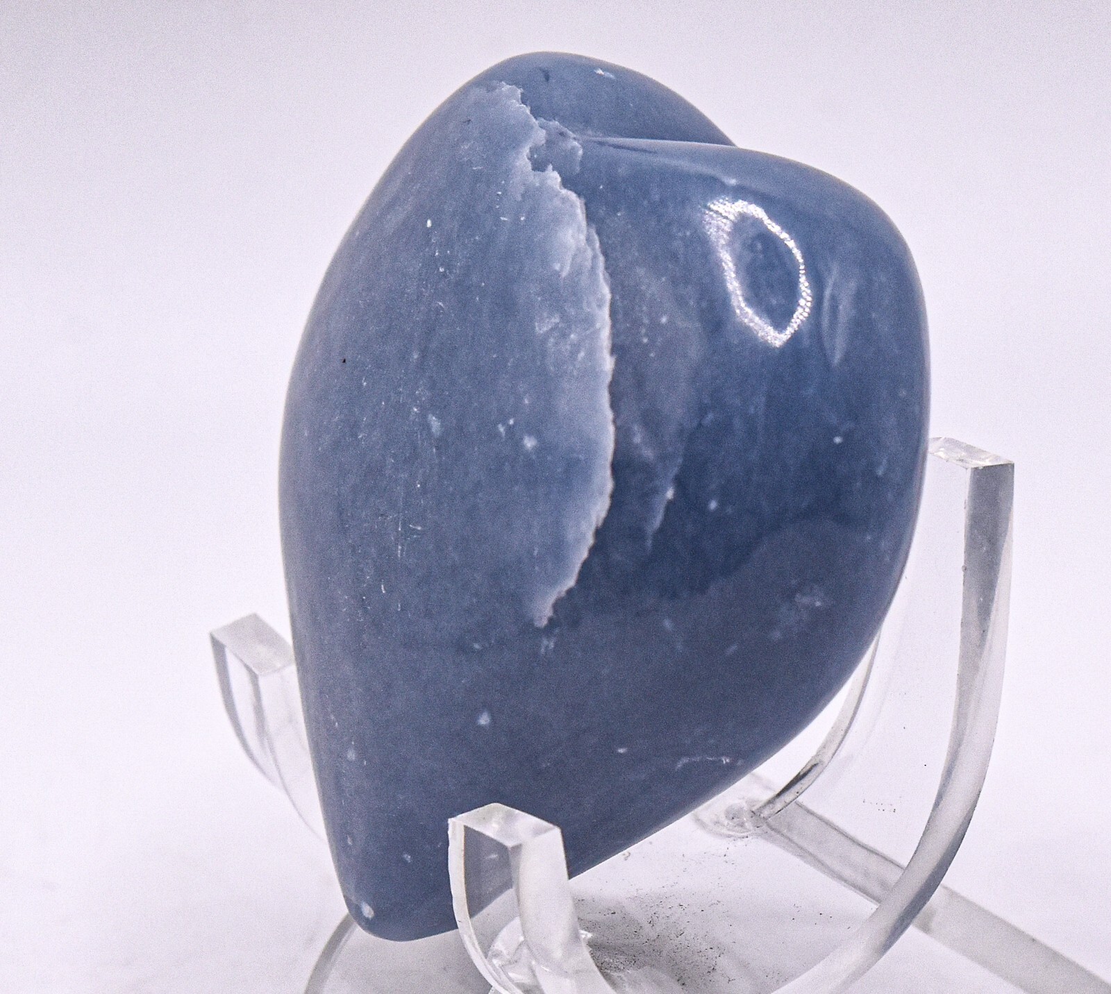 2″ Blue Angelite Anhydrite Heart Polished Natural Crystal Mineral Specimen Peru