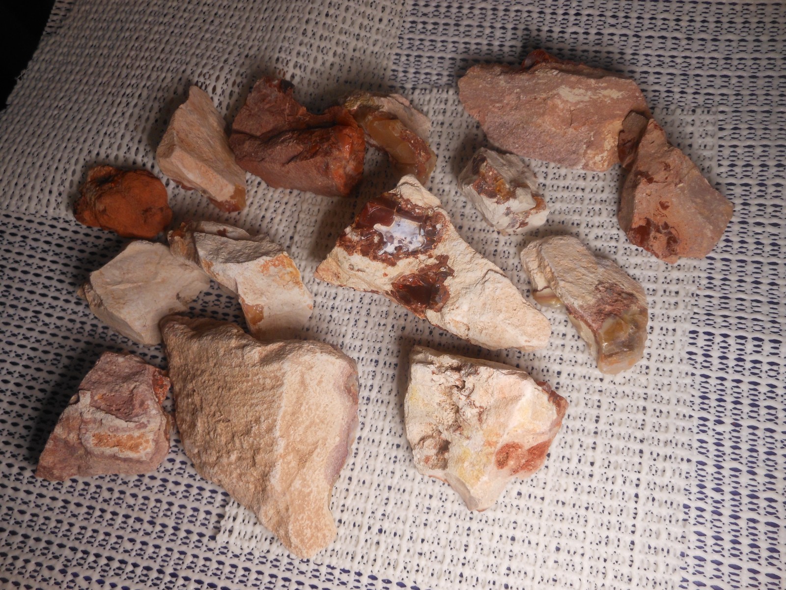 1 Pound Mexican Fire Opal Rough Raw Natural Earth-Mined (14 pieces) Lapidary Lot