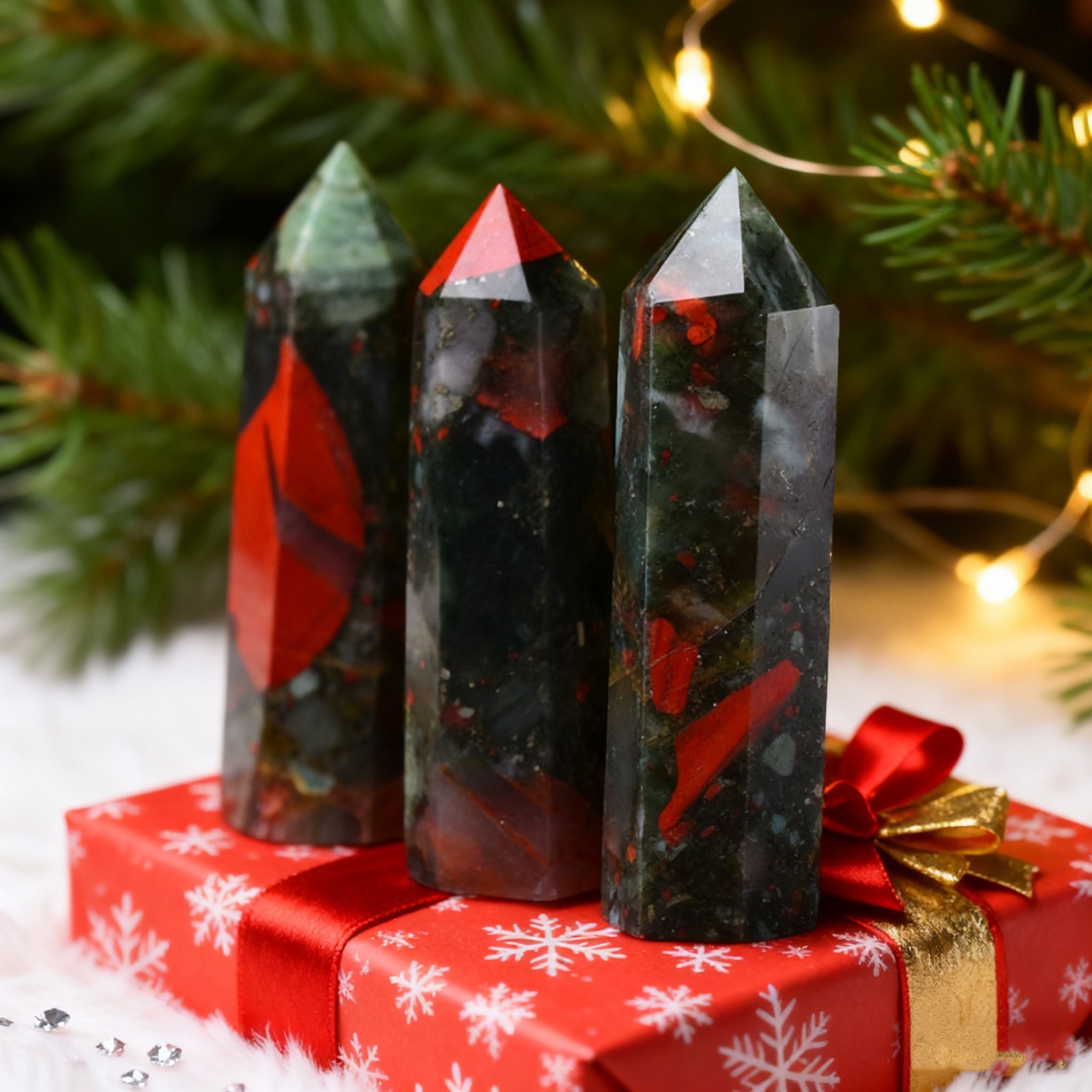 African Bloodstone Crystal Tower Healing Crystal Obelisk Wand Mineral Specimens