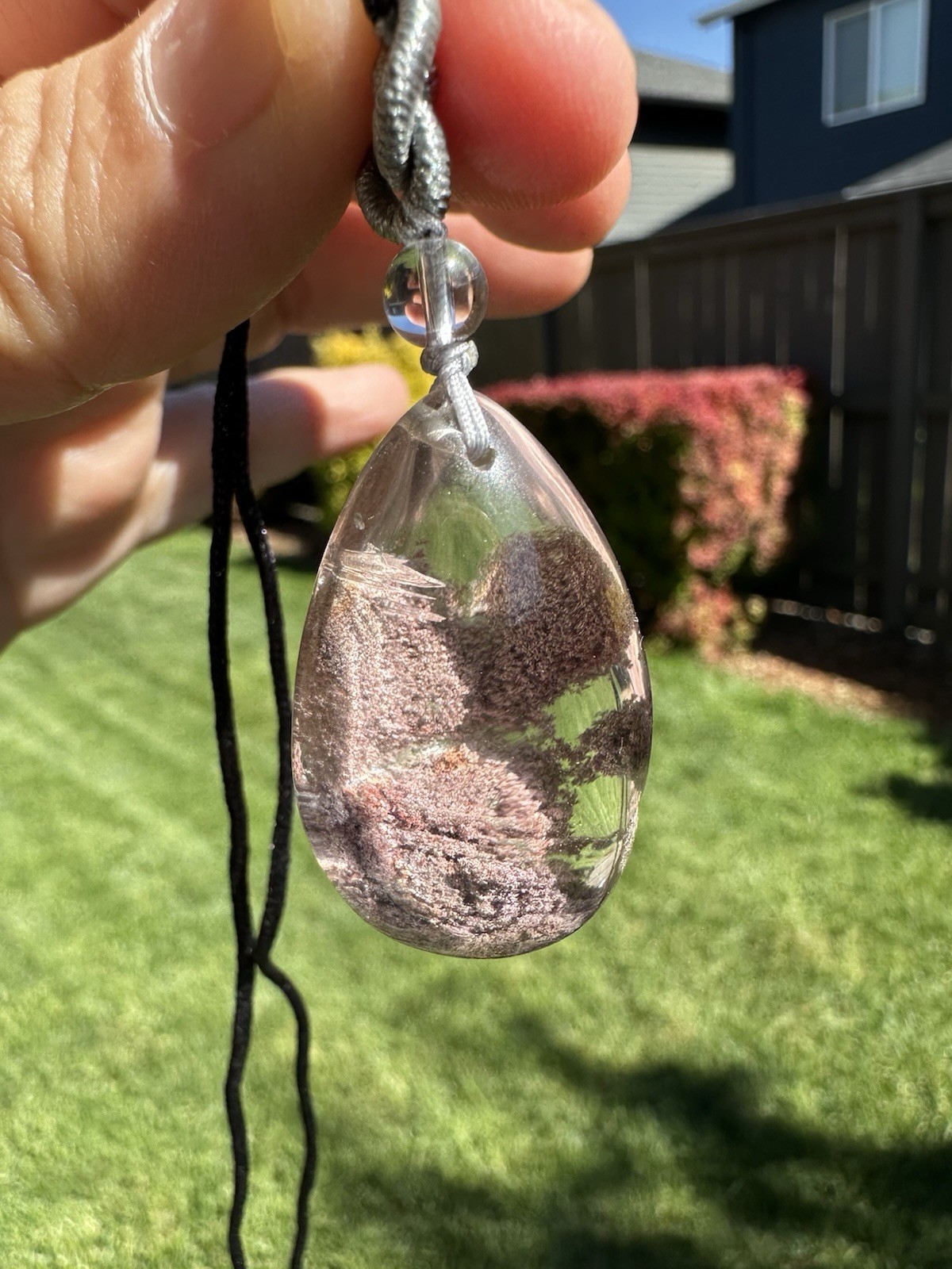 Garden Quartz/Phantom Quartz/Lodolite Quartz Waterdrop Pendant Necklace