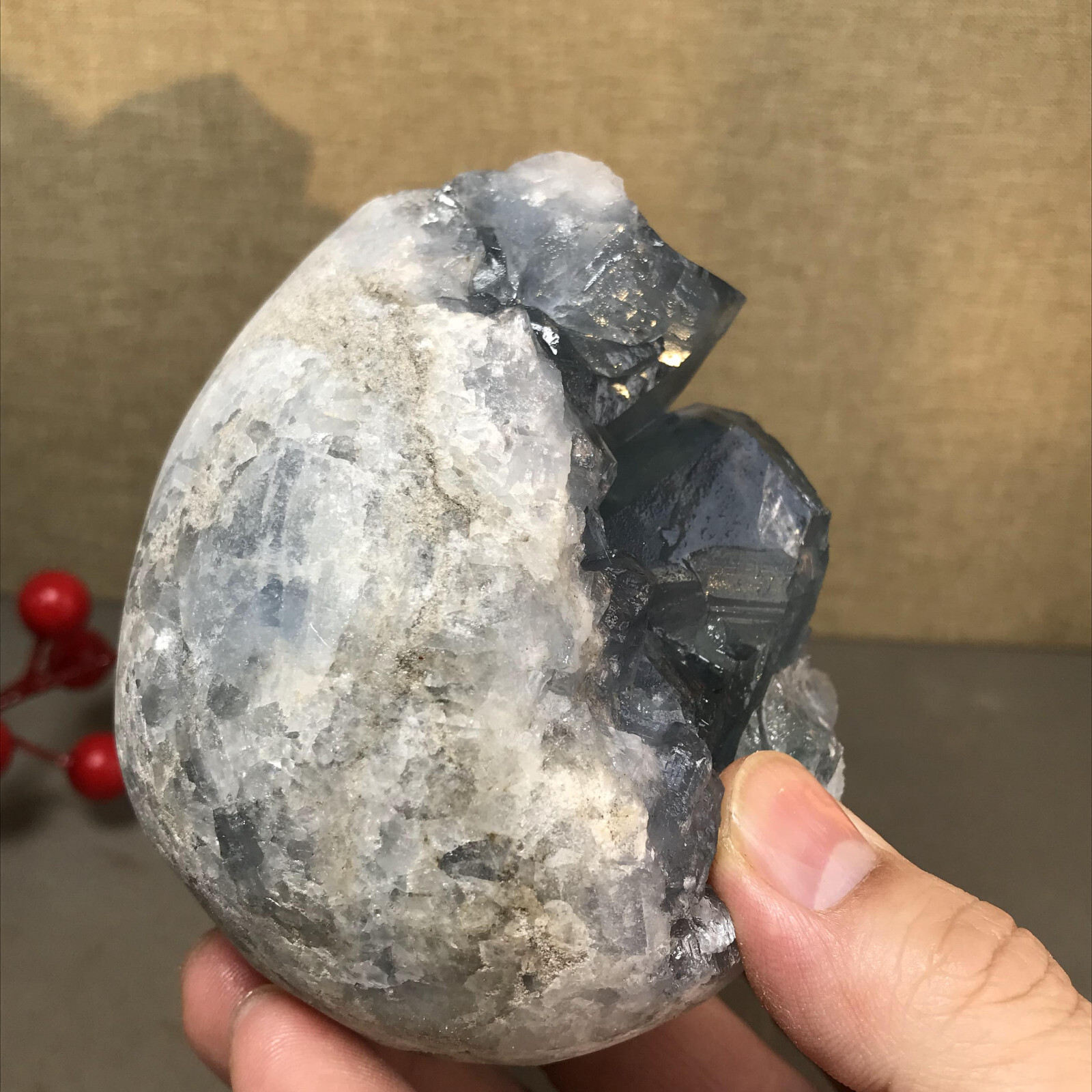 1.08kg Natural Raw Blue Celestite Crystal Quartz Cluster Geode Specimen A4512