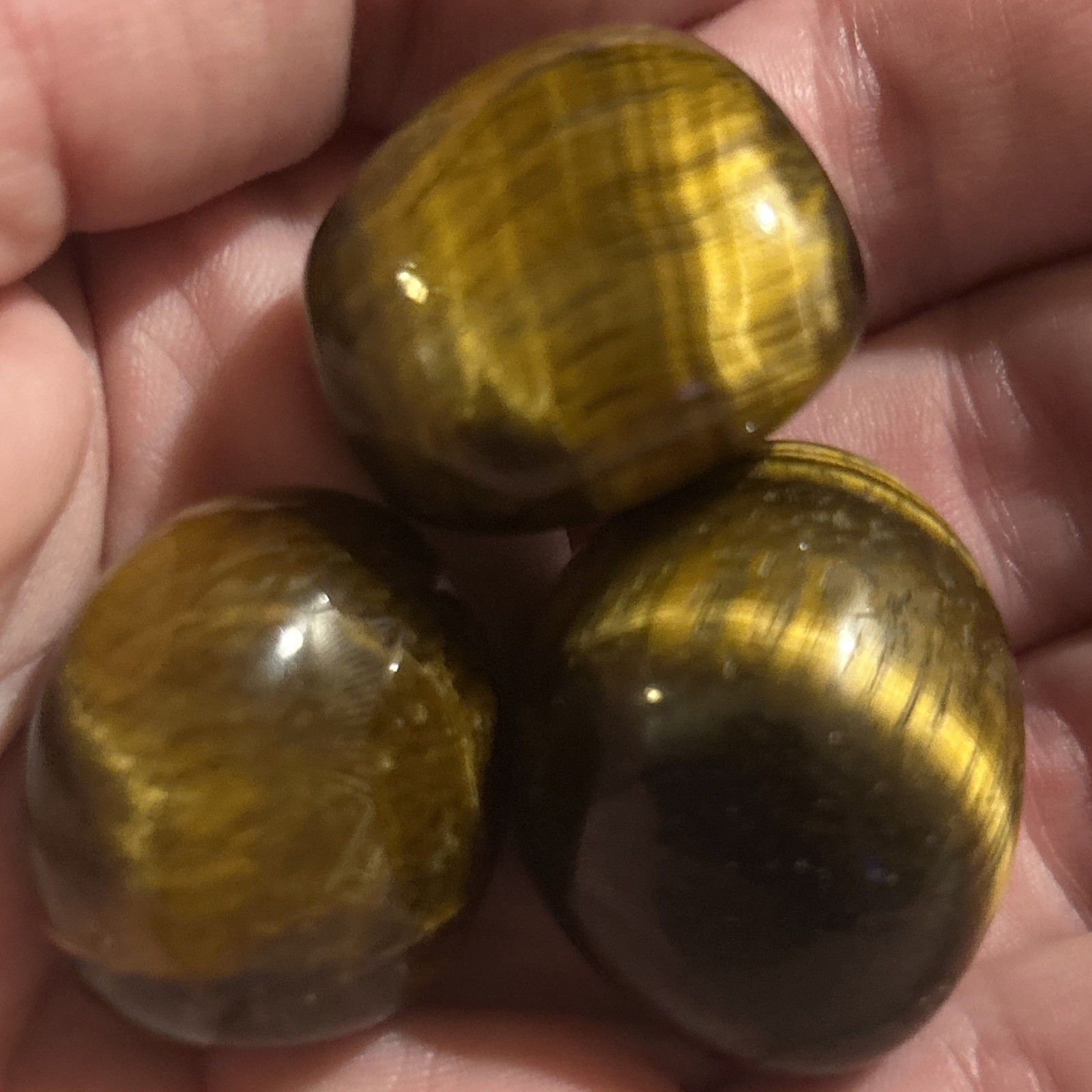 3 count- Tumbled Tigers Eye Crystal Stones, 0.5”- 1”, Golden Tiger’s Eye