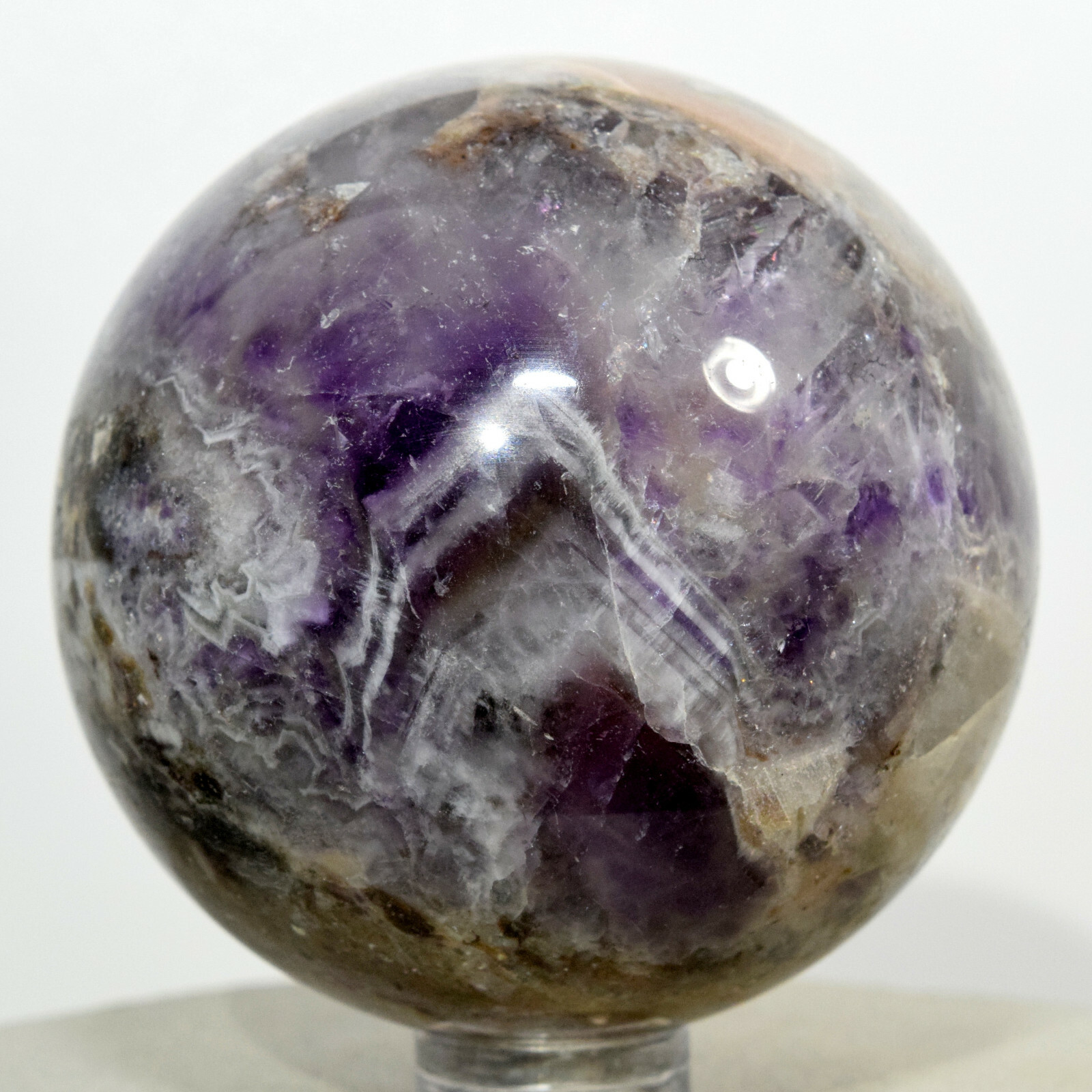 57mm Purple Amethyst Sphere Chevron Natural Crystal Polished Stone Ball Uruguay